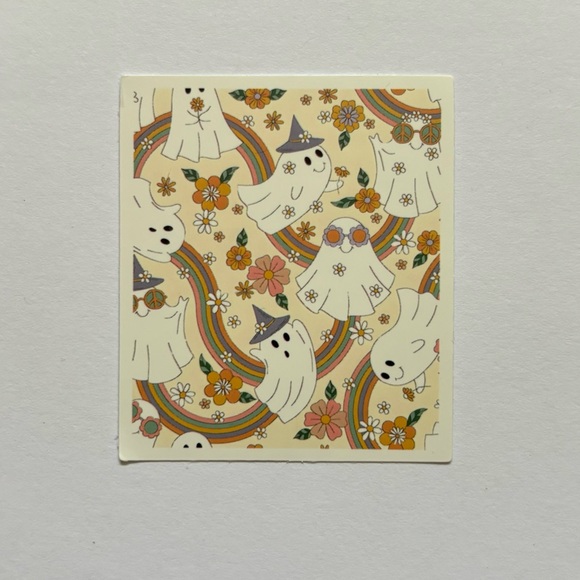Illustrated Rectangle Retro Ghost Collage Waterproof Sticker - Picture 1 of 2
